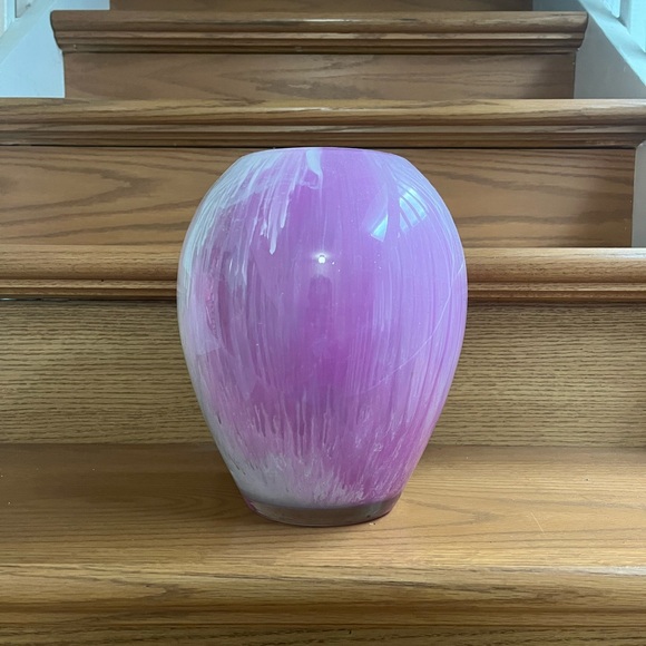 Other - Handmade Elegant Pink and White Painted Decorative Glass Vase